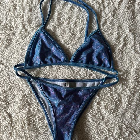 Fashion Nova Women S Blue And Purple Swimsuit One Piece Depop