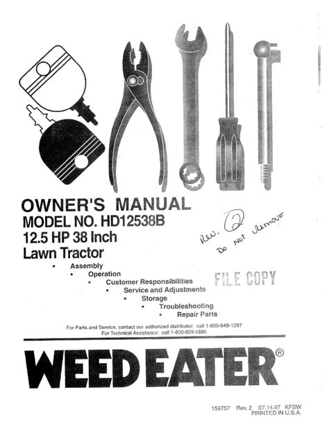 WEED EATER 159757 OWNER'S MANUAL Pdf Download | ManualsLib