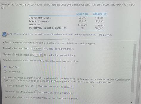 Solved Consider The Following Eoy Cash Flows For Two Chegg