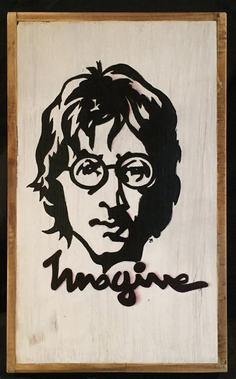 John Lennon Silhouette Sign Hand-painted Wooden Sign IMAGINE - Etsy