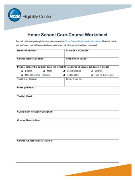 Ncaa Homeschool Core Course Worksheet Fill Out Sign Online DocHub