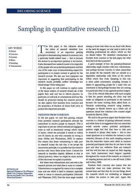 sampling  quantitative research  wounds uk