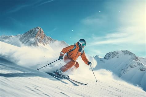 Premium Ai Image A Man Skiing Down A Snow Covered Mountain In Winters