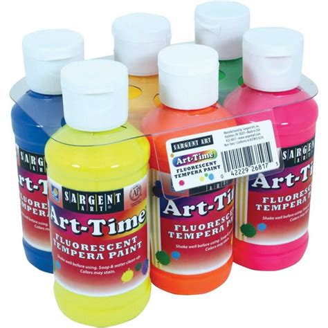 Sargent Art Fluorescent Assorted Colors Tempera Paint, 6 Count ...