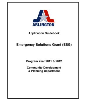 Fillable Online Arlingtontx Application Guidebook Emergency Solutions