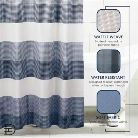 Dainty Home Striped Ombre Waffle Weave Textured Fabric Shower Curtain