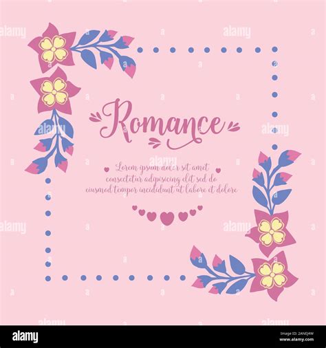 Romance Invitation Card Template Design With Beautiful Leaf And Pink Floral Frame Design