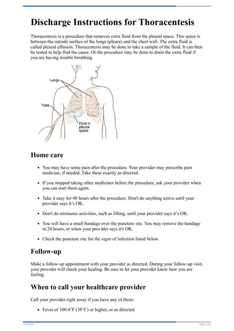 Text Discharge Instructions For Thoracentesis HealthClips Online