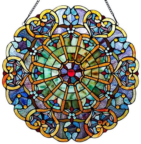 Webbed Heart Round Stained Glass Window Panel 23 Inches Stained Glass Panels Stained Glass