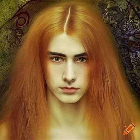 Gustav Klimt Inspired Poster Of An Attractive Male Elven Prince With