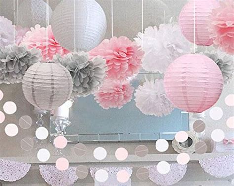 Pcs Rosa Oro Blanco Papel Pom Poms Papel Linternas Lunares Etsy