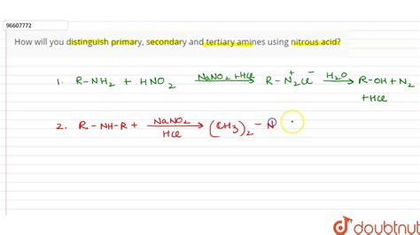 How Will You Distinguish Primary Secondary And Tertiary Amines Using Nitrous Acid Youtube