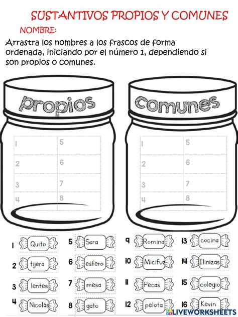 Sustantivos Propios Y Comunes Interactive Worksheet For 3ro Live Worksheets