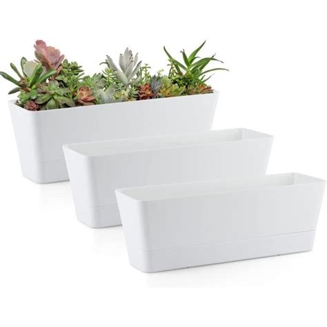 Lot De Pots De Fleurs Rectangulaires Avec Trous De Drainage Pour