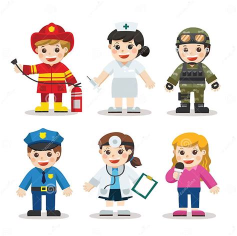 Kid Set Of Different Professions Stock Vector Illustration Of