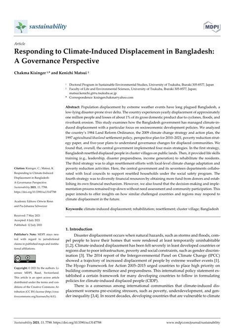 Pdf Responding To Climate Induced Displacement In Bangladesh A