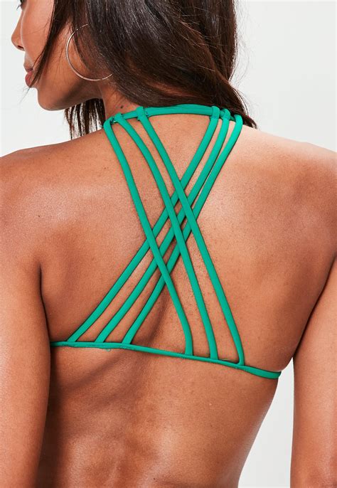 Lyst Missguided Green Strappy Back Bikini Set In Green