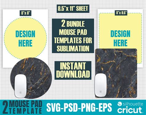 Mouse Pad Template Bundle Mouse Pad Svg Mouse Pad Sublimation Template Round Mouse Pad