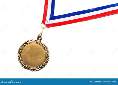 Medalha Em Uma Fita Vermelha Branca E Azul Foto De Stock Imagem De