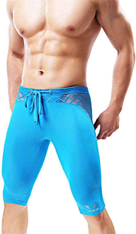 Mizok Men S Soft Mesh Cool Dry Compression Yoga Workout Tight Shorts Ebay