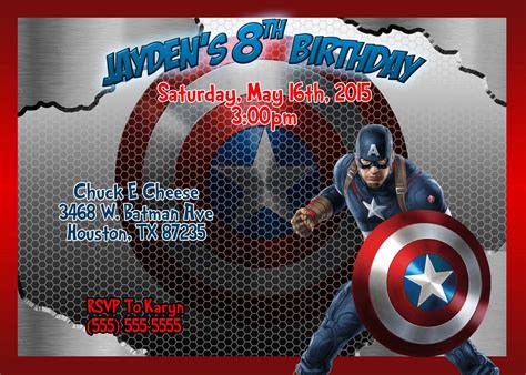 31 Blank Captain America Birthday Invitation Template Download With