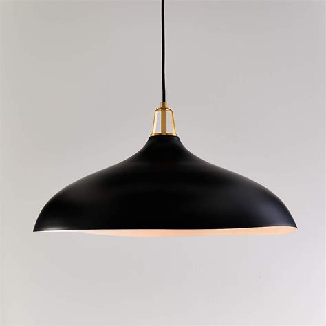 Maddox Oversized Black Dome Pendant With Brass Socket Crate And Barrel Glossy White Bright