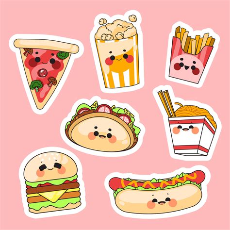 Cute Kawaii Take Out Fast Food Sticker 10116814 Vector Art At Vecteezy