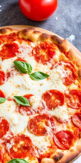 Premium Ai Image A Close Up Of A Pepperoni Pizza With Basil Leaves On