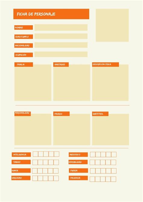 Character Sheet Ficha De Personaje Escribir Un Libro Escritura De