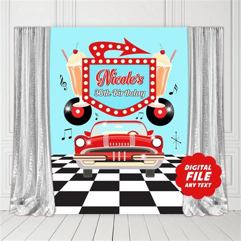 S Sock Hop Party Backdrop Printable Banner S Etsy