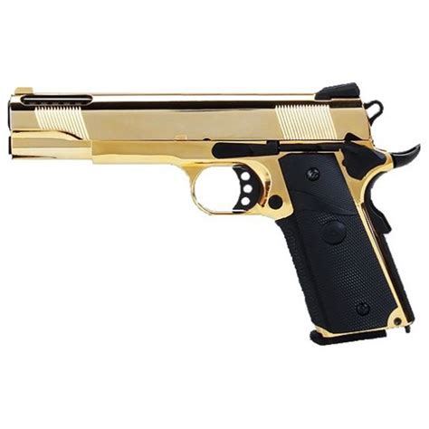 PISTOLA DE AIRSOFT GBB GREEN GÁS SRC 1911 GOLD SRV12 DOURADA Hawk