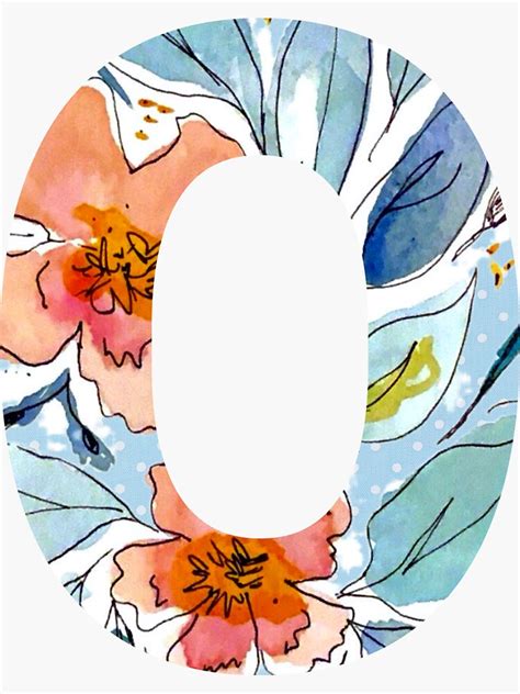 Letter O Watercolor Florals And Polka Dots Sticker By Vicnat Redbubble