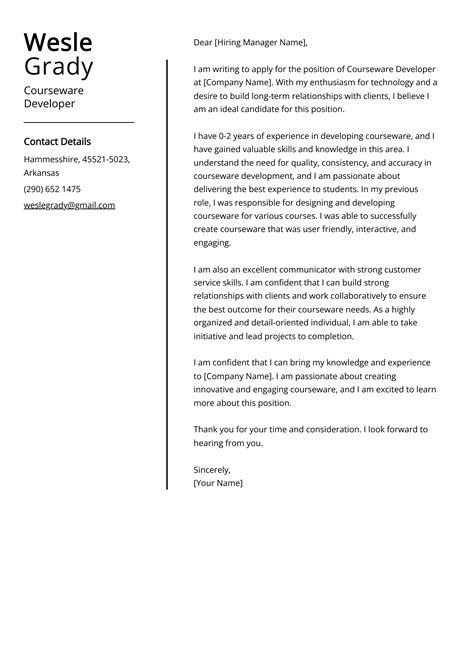 Courseware Developer Cover Letter Example For 2023 Skills And Templates