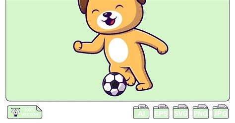 Cute Dog Playing Soccer Ball Cartoon, Graphics - Envato Elements