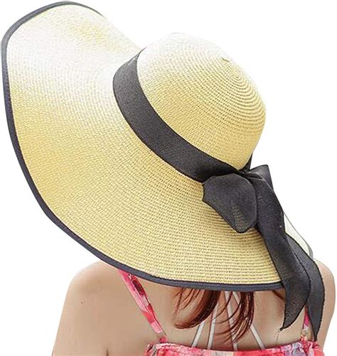 Summer Large Brim Straw Hat Floppy Wide Brim Sun Cap Bowknot Beach