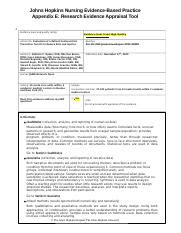 Appendix E Research Evidence Appraisal Tool Article Docx