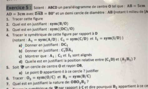 Solved Exercice Sojent Abcd Un Parall Logramme De Centre O Tel