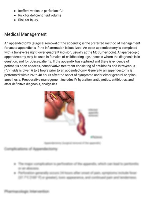 Solution Nurs 201 Appendicitis Nursing Care Plan Management Studypool