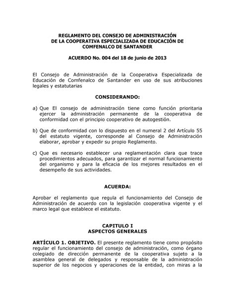 Reglamento Consejo Administracion Reglamento Del Consejo De