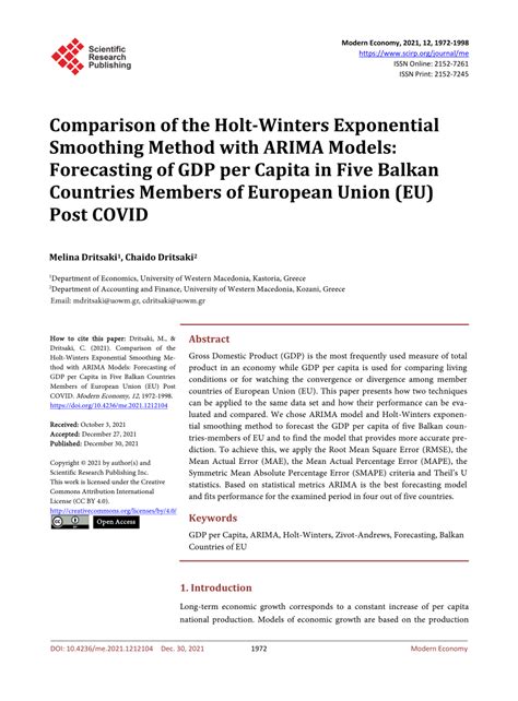 Pdf Comparison Of The Holt Winters Exponential Smoothing Method With