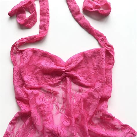 Hot Pink Lace Halter Cami Top Fits Sizes Depop