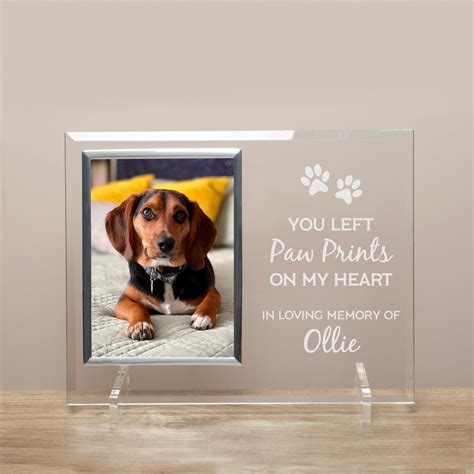 Personalized "Paw Prints on Heart" Pet Memorial Glass Picture Frame — 28 Collective