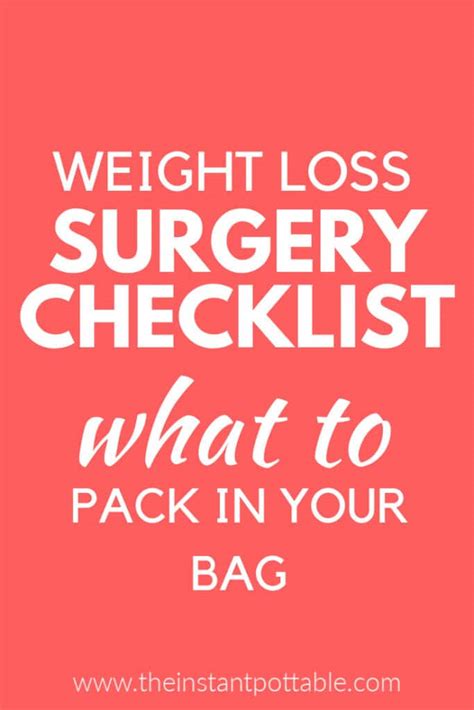 The Best Bariatric Surgery Checklist The Instant Pot Table