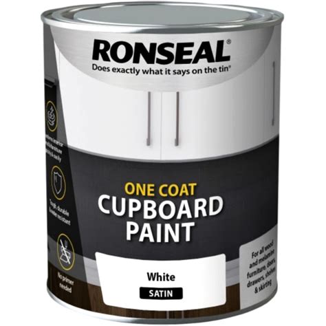 Ronseal 37489 One Coat Cupboard Paint White Satin 750ml Rsloccws750