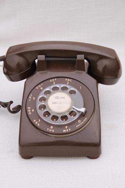 Retro 70s Vintage Rotary Dial Phone Brown Telephone W Handset