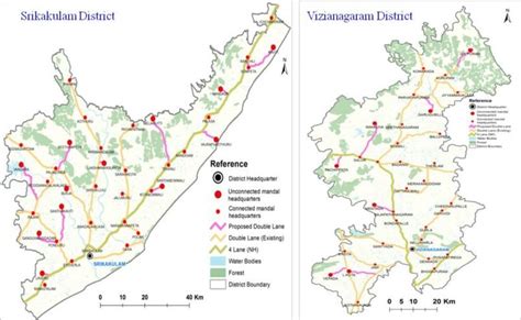 Vizianagaram District Map With Mandals And Villages - Middle East Map