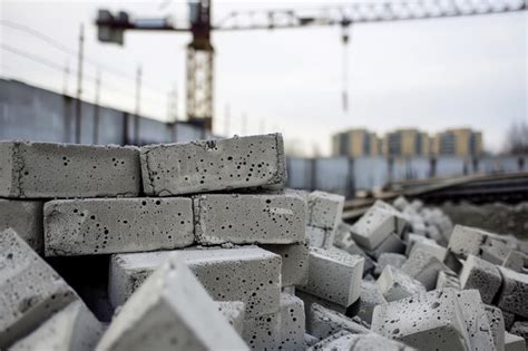 Premium Photo Pile Of Aerated Concrete Blocks In The Foreground With