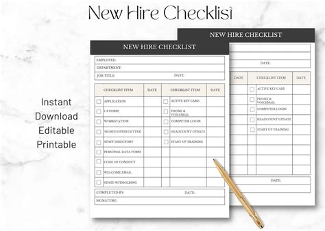 New Hire Checklist Onboarding Template New Hire Employment Forms