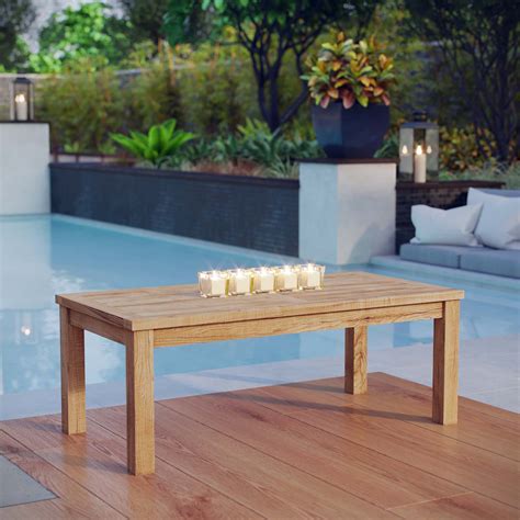 Marina Outdoor Patio Teak Rectangle Coffee Table By Modway Seven Colonial