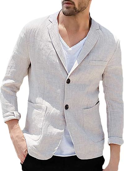 Erneut Herren Anzugjacke Leinen Freizeit Sakko Blazer Slim Fit Sommer